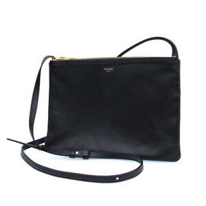 Celine Trio Leather Shoulder Crossbody Bag Black